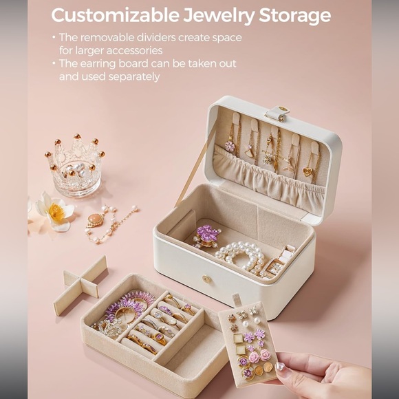 Cream travel size Jewelry Box - Picture 7 of 9